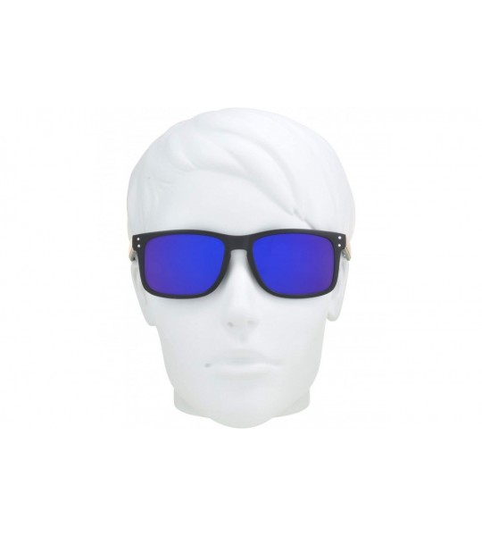 Rectangular Sunglass Readers Horn Rim Frame with Blue Mirrored Lenses for Men and Women NOT BIFOCAL - Black - CQ18OWXG4O4 $31.30