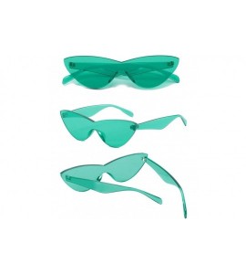 Goggle Colorful One Piece Rimless Transparent Cat Eye Sunglasses for Women Tinted Candy Colored Glasses - CM18I386C24 $25.24