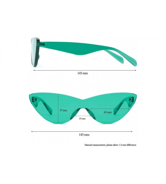 Goggle Colorful One Piece Rimless Transparent Cat Eye Sunglasses for Women Tinted Candy Colored Glasses - CM18I386C24 $25.24