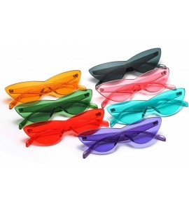 Goggle Colorful One Piece Rimless Transparent Cat Eye Sunglasses for Women Tinted Candy Colored Glasses - CM18I386C24 $25.24