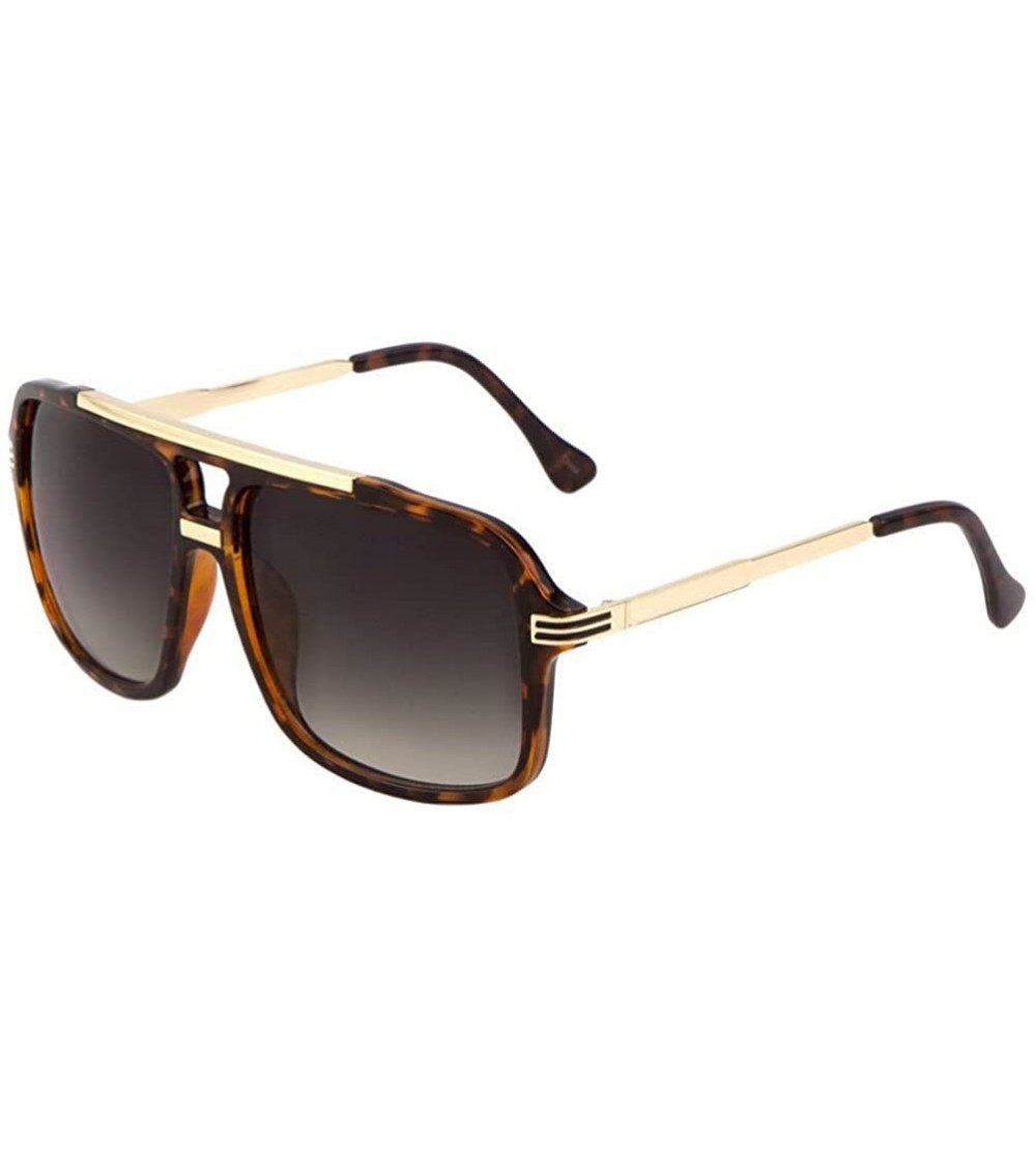 Round Evidence Metal & Plastic Hip Hop Flat Top Aviator Sunglasses - Tortoise & Gold Frame - CA17YC67OUI $22.75