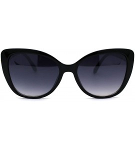 Oversized Womens Plastic Oversize Cat Eye Jewel Hinge Sunglasses - Black Gold Smoke - CQ196TZRW22 $22.92