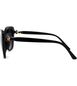 Oversized Womens Plastic Oversize Cat Eye Jewel Hinge Sunglasses - Black Gold Smoke - CQ196TZRW22 $22.92