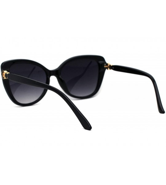 Oversized Womens Plastic Oversize Cat Eye Jewel Hinge Sunglasses - Black Gold Smoke - CQ196TZRW22 $22.92