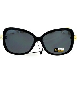 Square Womens Luxury Fashion Sunglasses Gold Snake Rhinestone Temple UV 400 - Black (Black) - C7182WXRU5C $24.54