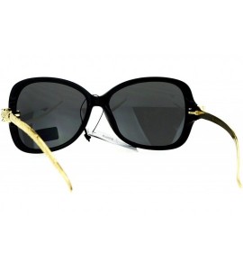 Square Womens Luxury Fashion Sunglasses Gold Snake Rhinestone Temple UV 400 - Black (Black) - C7182WXRU5C $24.54