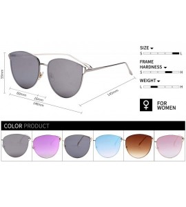 Cat Eye Oversized Sunglasses for Women - Mirrored Cat Eye Sunglasses with Rimless Design U225 - Silver - CU18079TRGI $27.62