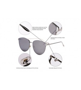 Cat Eye Oversized Sunglasses for Women - Mirrored Cat Eye Sunglasses with Rimless Design U225 - Silver - CU18079TRGI $27.62