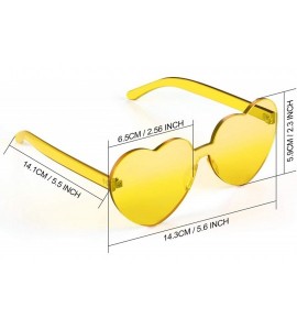 Wrap 3 Pieces Heart Shape Sunglasses Rimless Sunglasses for Valentine Mardi Gras Summer Party - Pink- Yellow- Blue - C418TE6U...