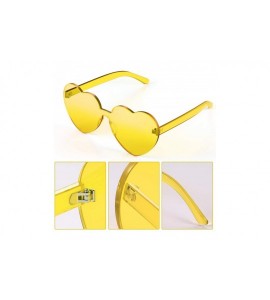 Wrap 3 Pieces Heart Shape Sunglasses Rimless Sunglasses for Valentine Mardi Gras Summer Party - Pink- Yellow- Blue - C418TE6U...