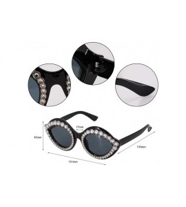 Square Lip Shape Frame Sparkling Crystal Sunglasses UV Protection Rhinestone Sunglasses - Black Frame Silver Crystal - CB18ZY...