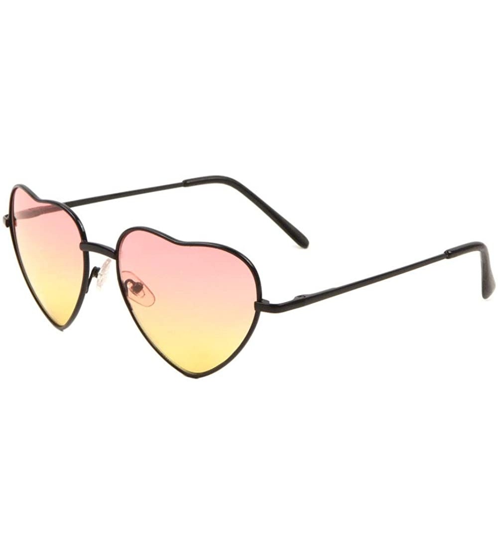 Butterfly Oceanic Color Heart Shaped Metal Sunglasses - Red Yellow - CK1903SRGZW $27.50