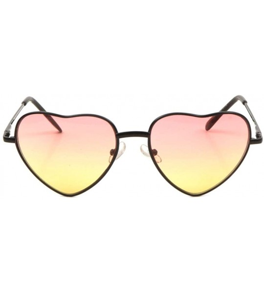 Butterfly Oceanic Color Heart Shaped Metal Sunglasses - Red Yellow - CK1903SRGZW $27.50