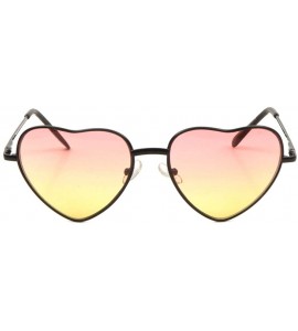 Butterfly Oceanic Color Heart Shaped Metal Sunglasses - Red Yellow - CK1903SRGZW $27.50