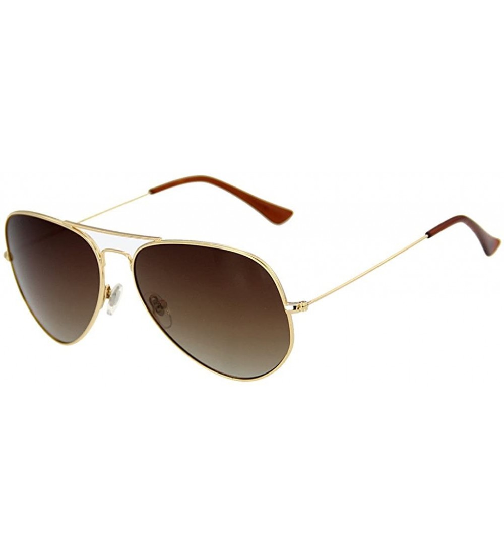 Aviator Metal Frame UV Protection Polarized Mirror Aviator Sunglasses LSP025 - Gold Frame Brown Lenses - CX12LIESOHJ $24.34