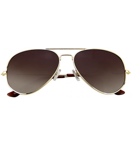 Aviator Metal Frame UV Protection Polarized Mirror Aviator Sunglasses LSP025 - Gold Frame Brown Lenses - CX12LIESOHJ $24.34