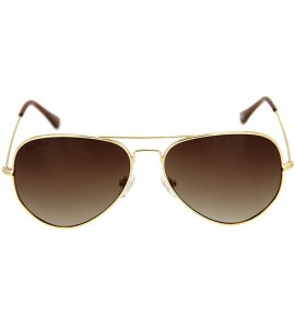 Aviator Metal Frame UV Protection Polarized Mirror Aviator Sunglasses LSP025 - Gold Frame Brown Lenses - CX12LIESOHJ $24.34