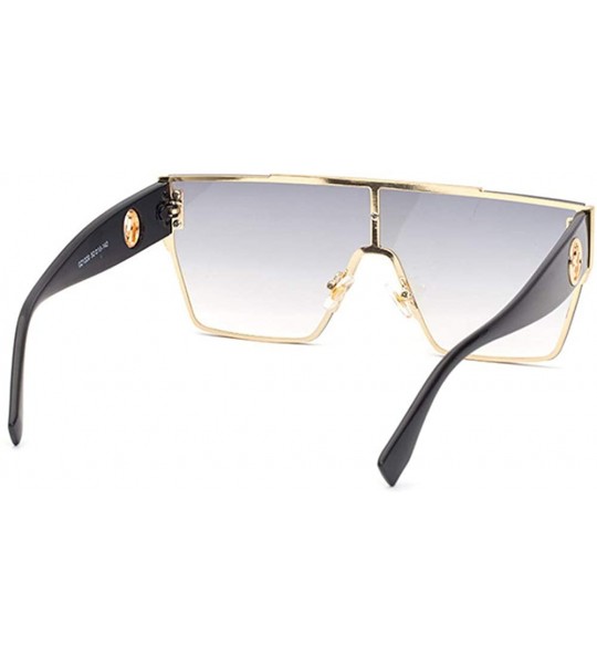 Oversized Cassic flat top sunglasses for men women retro oversized sunglasses see through lens - 6 - CB199KQXYL3 $28.16