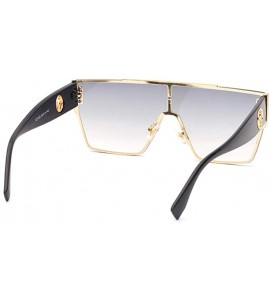 Oversized Cassic flat top sunglasses for men women retro oversized sunglasses see through lens - 6 - CB199KQXYL3 $28.16