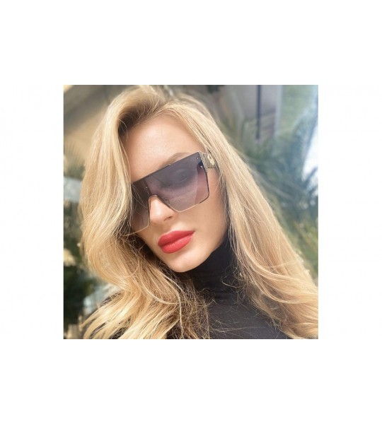 Oversized Cassic flat top sunglasses for men women retro oversized sunglasses see through lens - 6 - CB199KQXYL3 $28.16