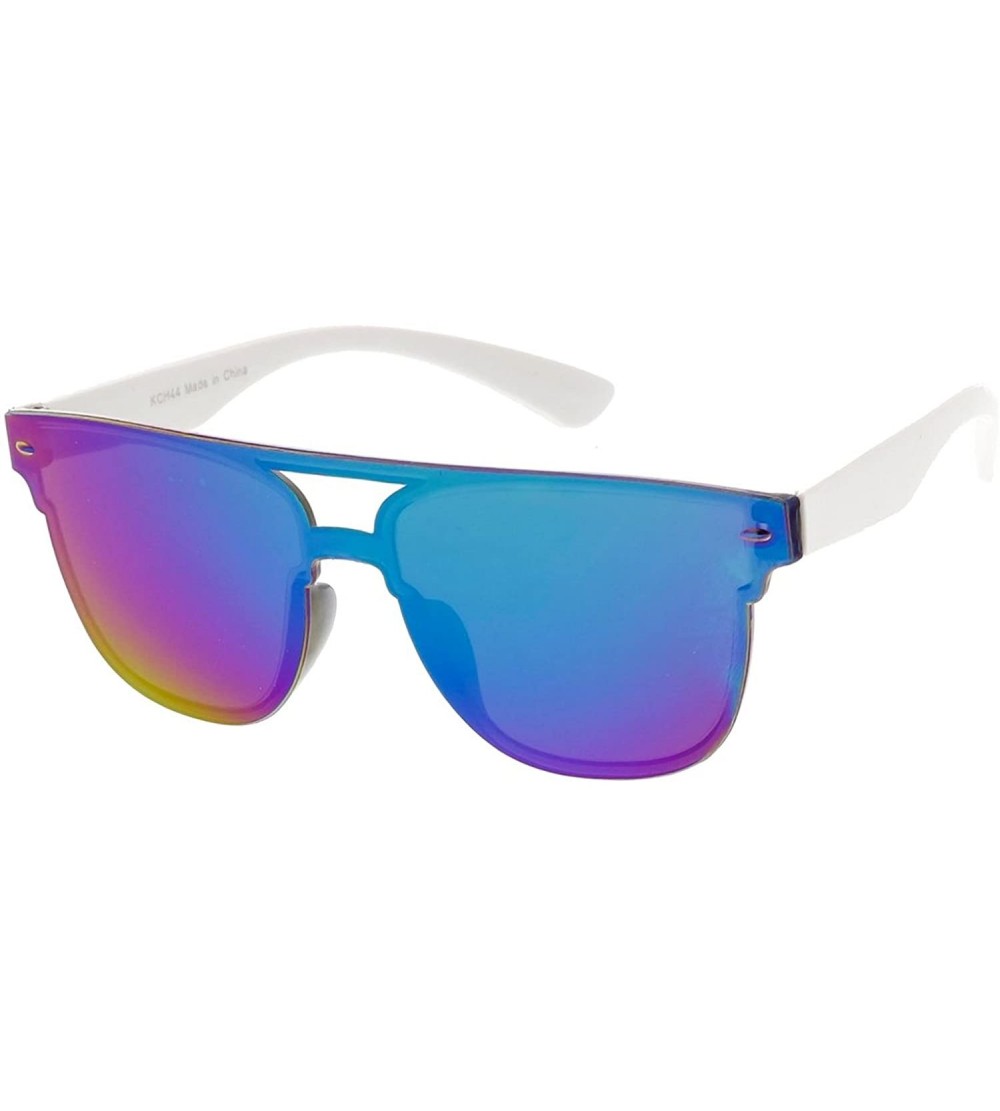 Shield Kids Size Minimal Urban Modern"Flat-Lined" Flat Lens Sunglasses - White - CO18GY5XORA $18.51