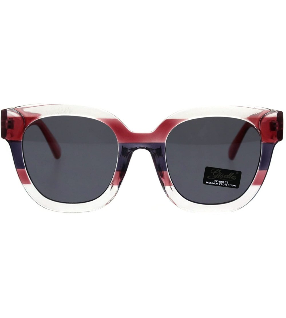 Rectangular Womens Boyfriend Style Horn Rim Thick Plastic Designer Sunglasses - Red Purple - CS18EQ9LI8R $19.59