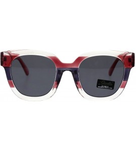 Rectangular Womens Boyfriend Style Horn Rim Thick Plastic Designer Sunglasses - Red Purple - CS18EQ9LI8R $19.59