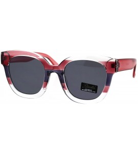 Rectangular Womens Boyfriend Style Horn Rim Thick Plastic Designer Sunglasses - Red Purple - CS18EQ9LI8R $19.59