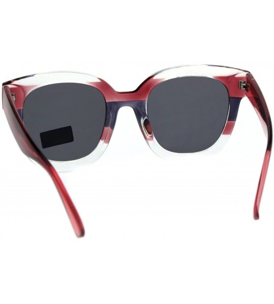 Rectangular Womens Boyfriend Style Horn Rim Thick Plastic Designer Sunglasses - Red Purple - CS18EQ9LI8R $19.59