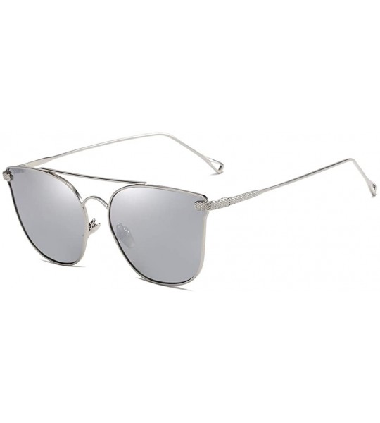 Oval Women Sunglasses Retro Gold Grey Drive Holiday Oval Non-Polarized UV400 - Silver - C218R0R2UD0 $19.15