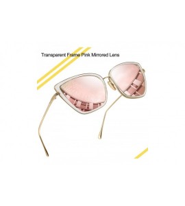 Oversized Oversized Cateye Sunglasses for Women - Fashion Metal Frame Cat Eye Womens Sunglasses - 2 Pack (Black+pink) - CG18W...