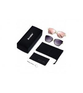 Oversized Oversized Cateye Sunglasses for Women - Fashion Metal Frame Cat Eye Womens Sunglasses - 2 Pack (Black+pink) - CG18W...