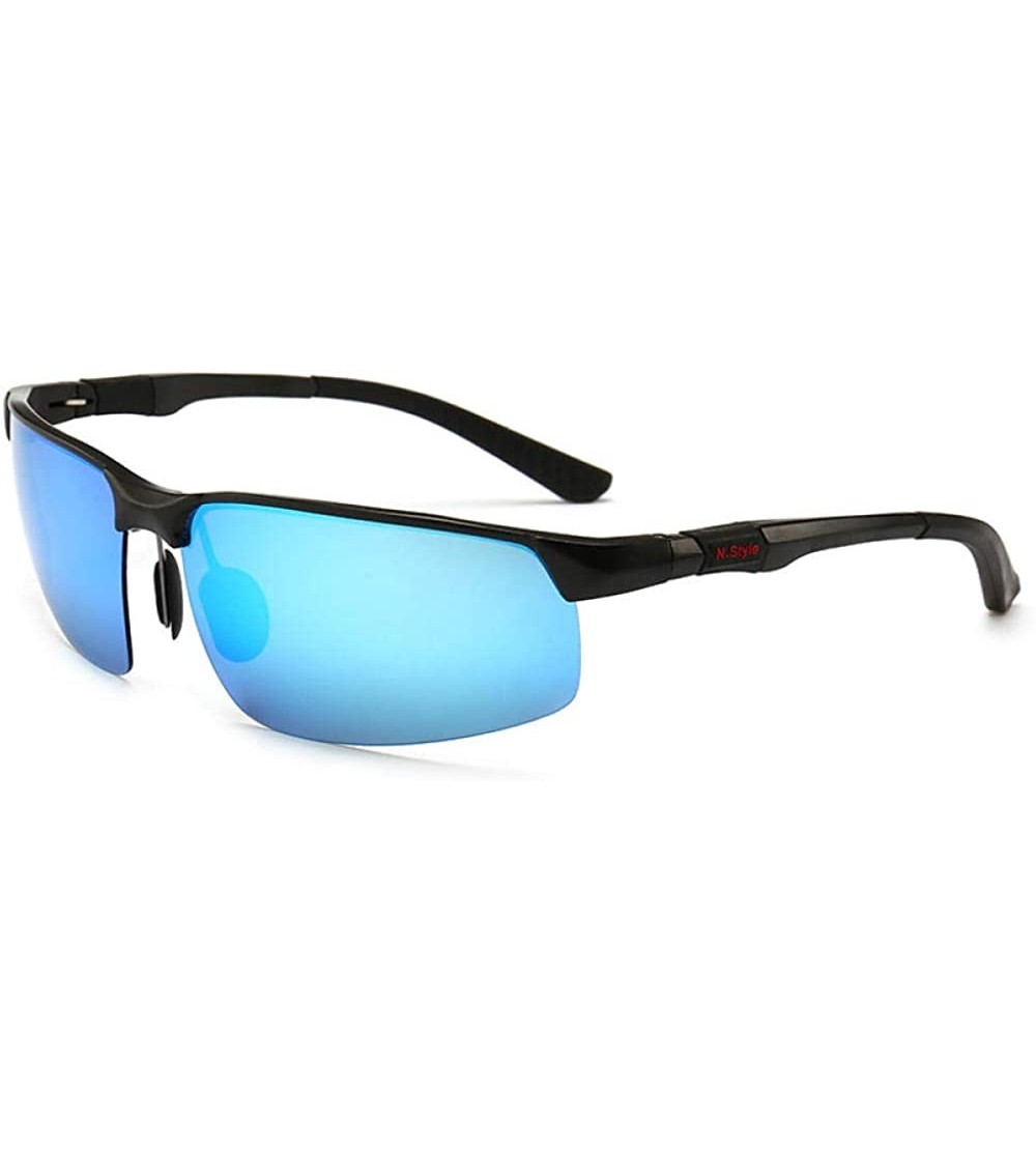 Sport Glasses driving sunglasses aluminum magnesium polarized sunglasses men's sports glasses - Black-ice Blue - CZ190N56YSW ...