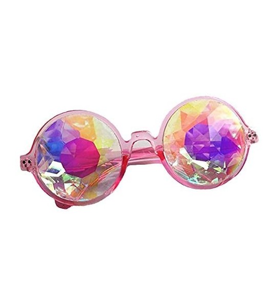 Goggle Festivals Kaleidoscope Glasses for Raves - Goggles Rainbow Prism Diffraction Crystal Lenses - Black+pink - CM186L6D390...