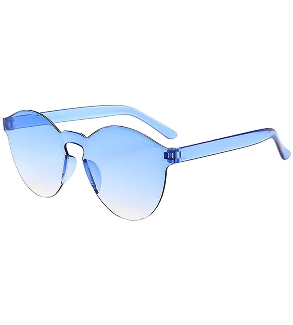 Wrap Women Men Fashion Clear Retro Sunglasses Outdoor Frameless Eyewear Glasses - Blue B - C0196HEETWI $18.07