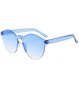 Wrap Women Men Fashion Clear Retro Sunglasses Outdoor Frameless Eyewear Glasses - Blue B - C0196HEETWI $18.07