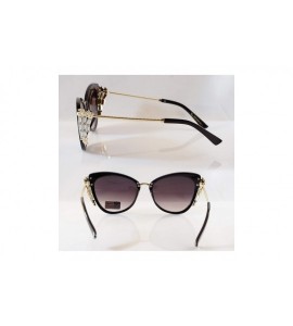 Oversized Side Rhinestone Pearl Metal Iced-Out Jewel Temple Cat-Eye Sunglasses A229 - Black Black - CX18HYZ3CUL $25.35