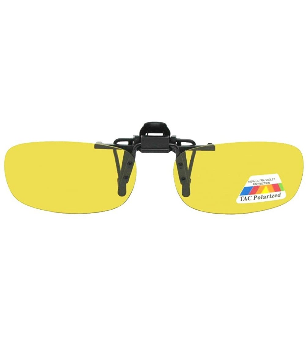 Rectangular Polarized Rectangle Yellow Flip Up Sunglass - Black Frame-polarized Yellow Lenses - CE180N2078Q $25.90