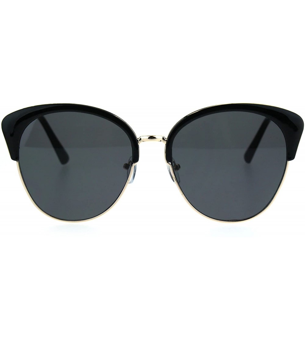 Cat Eye Womens Oversize Cat Eye Half Rim Chic Fashion Sunglasses - Black Gold Black - C21852RSIKY $23.53