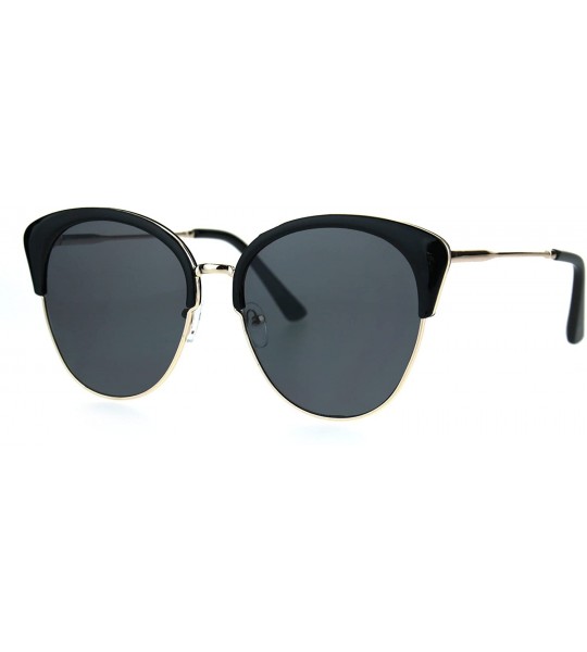 Cat Eye Womens Oversize Cat Eye Half Rim Chic Fashion Sunglasses - Black Gold Black - C21852RSIKY $23.53