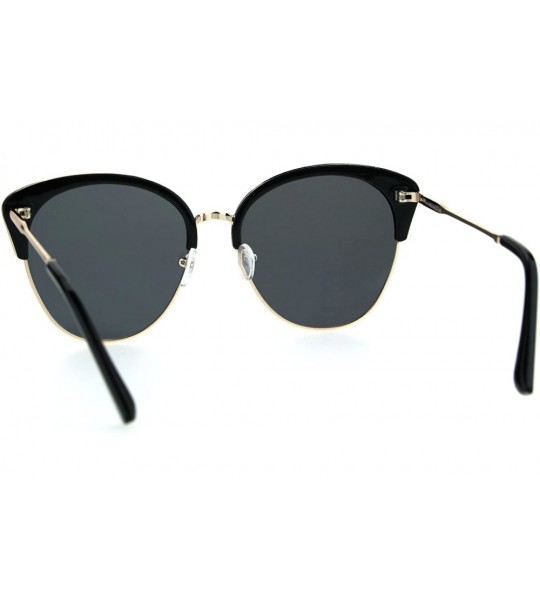 Cat Eye Womens Oversize Cat Eye Half Rim Chic Fashion Sunglasses - Black Gold Black - C21852RSIKY $23.53