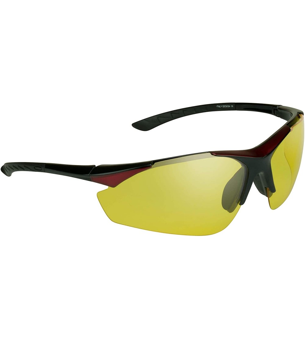Rimless TR90 Yellow Polarized Sunglasses for Night Riding- Driving and Cycling - Fiery Red - C711Z25PPE1 $33.74