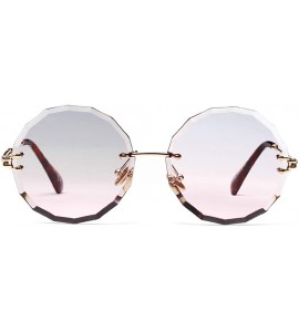 Rimless Round Sunglasses for Women Clear Lens Sun Glasses Retro Female Gift Items UV400 - Grey Pink - CT18SM6847K $19.65