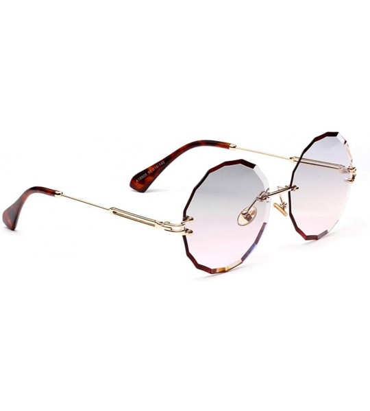 Rimless Round Sunglasses for Women Clear Lens Sun Glasses Retro Female Gift Items UV400 - Grey Pink - CT18SM6847K $19.65