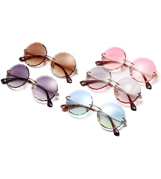 Rimless Round Sunglasses for Women Clear Lens Sun Glasses Retro Female Gift Items UV400 - Grey Pink - CT18SM6847K $19.65