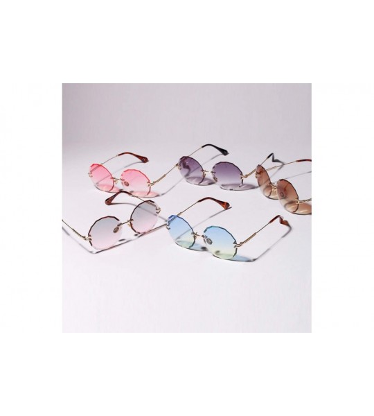 Rimless Round Sunglasses for Women Clear Lens Sun Glasses Retro Female Gift Items UV400 - Grey Pink - CT18SM6847K $19.65