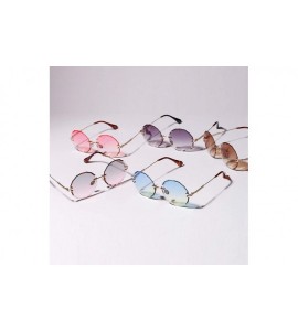 Rimless Round Sunglasses for Women Clear Lens Sun Glasses Retro Female Gift Items UV400 - Grey Pink - CT18SM6847K $19.65