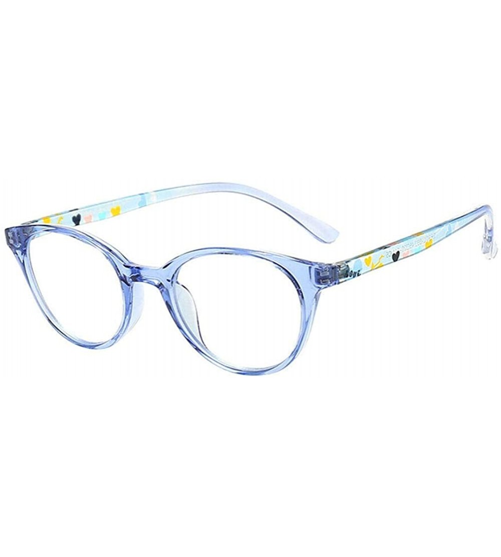 Oval Anti Blue Light for Kids - Clear Lens Glasses Round Frame Eye Protection - Transparent-blue - CP198R35WDL $24.92