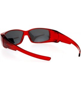 Oval Womens Rhinestone Jewel Polarized Lens 60mm Fit Over Rectangular Sunglasses - Red Black - CY187K3KAC6 $18.94