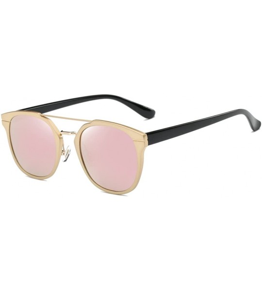 Wayfarer Vintage Fashion Round Polarized Sunglasses Full-rim Metal Frame Mirror Lenses - Gold/Pink - CT12LA1D55F $36.92